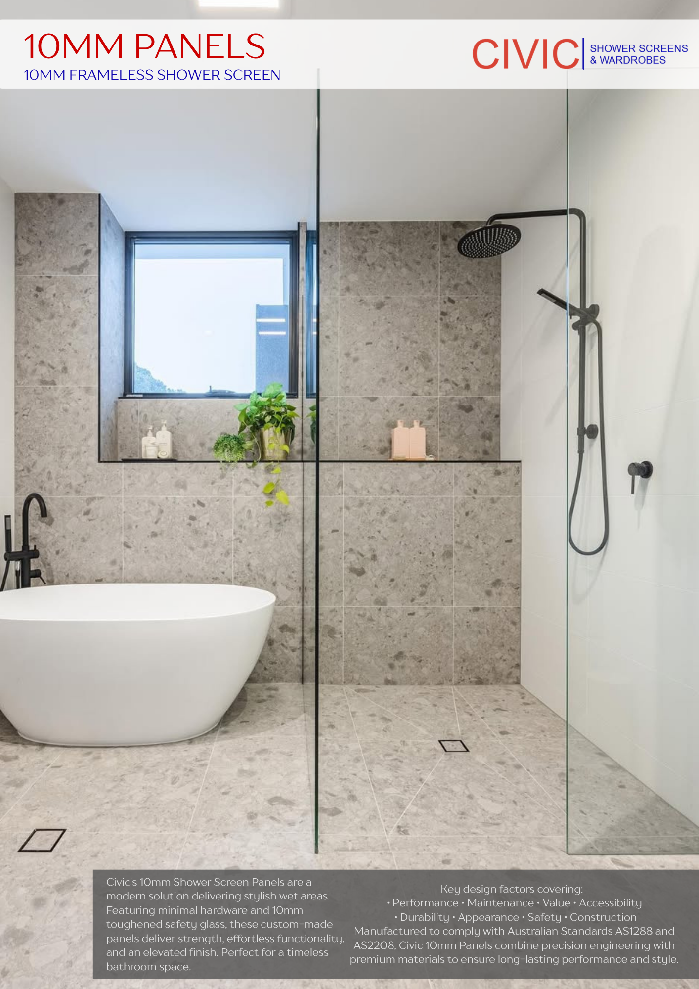 PANELS: 10MM FRAMELESS SHOWER SCREENS